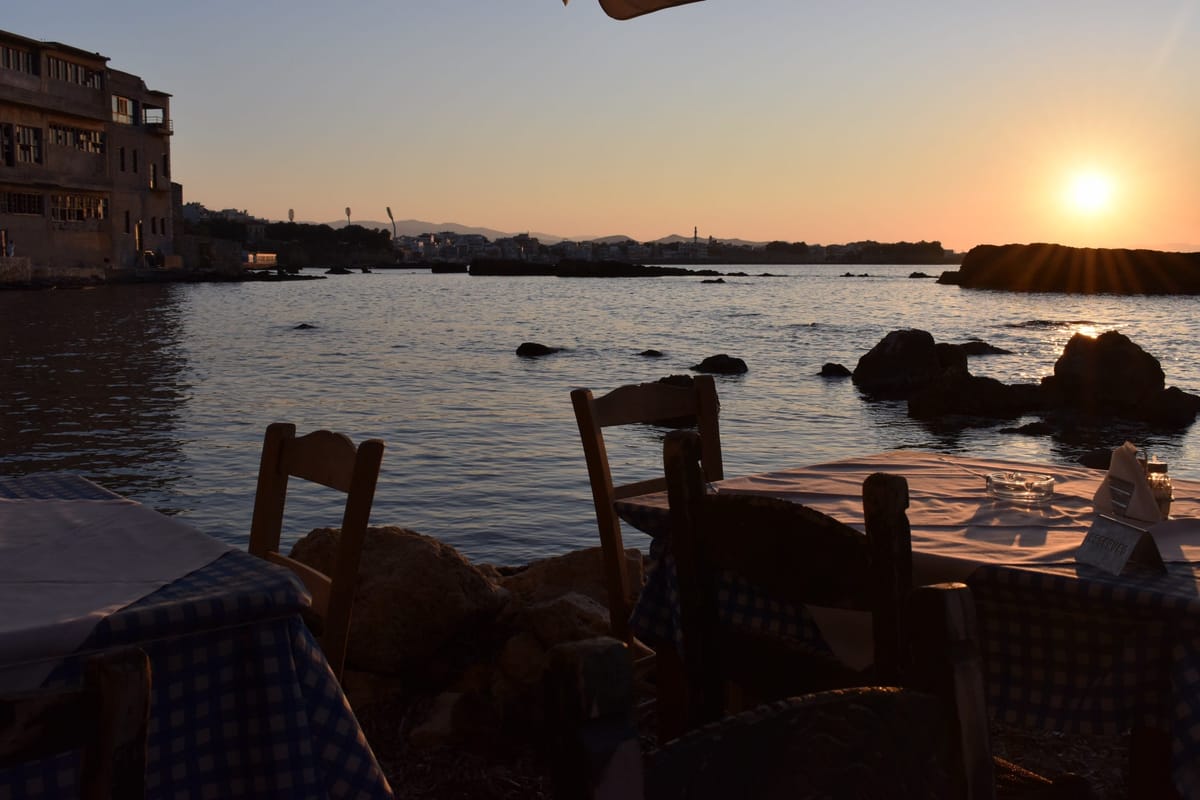 Dinner by the Edge of Paradise, Chania, Crete.