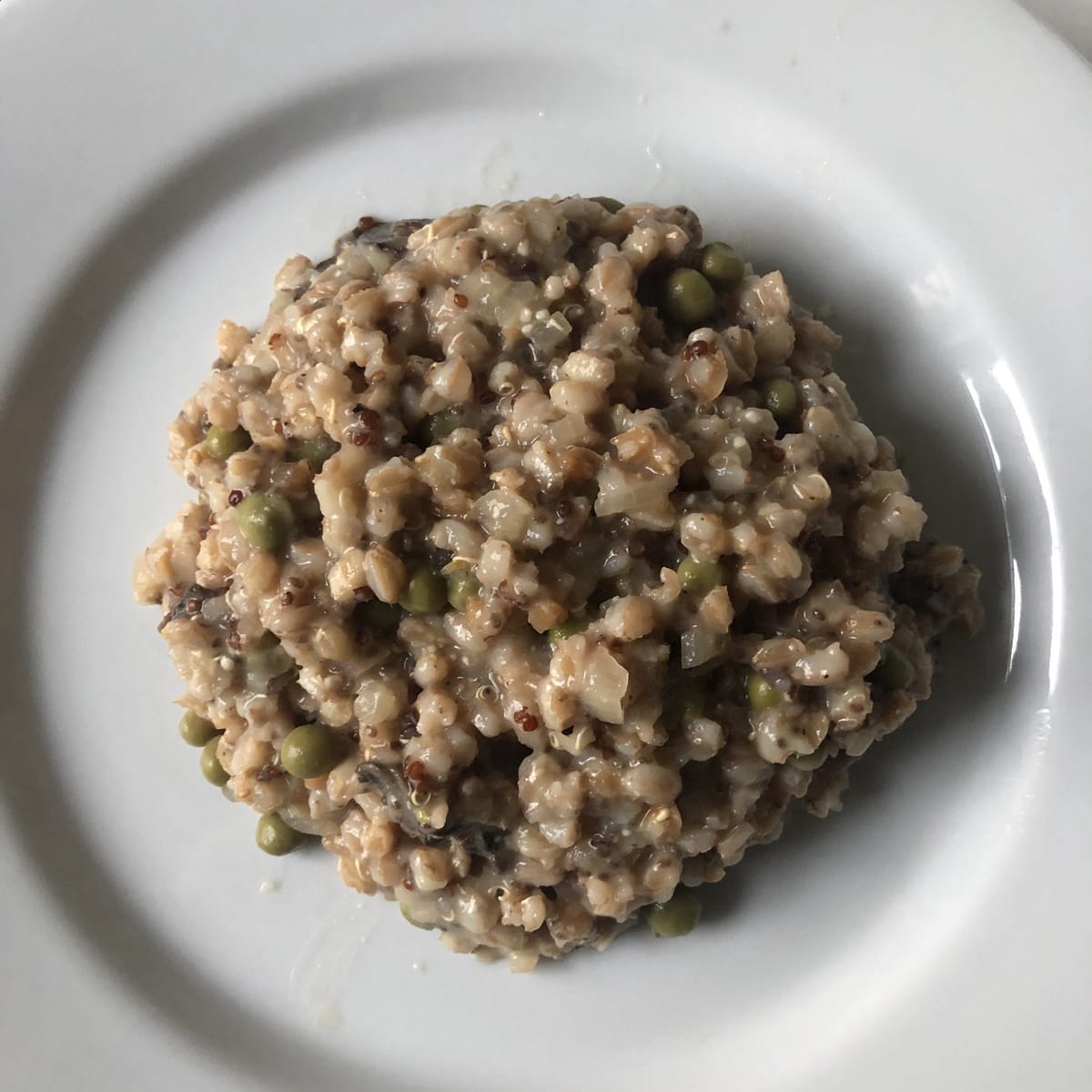 Farro “Risotto” with Mushrooms and Peas