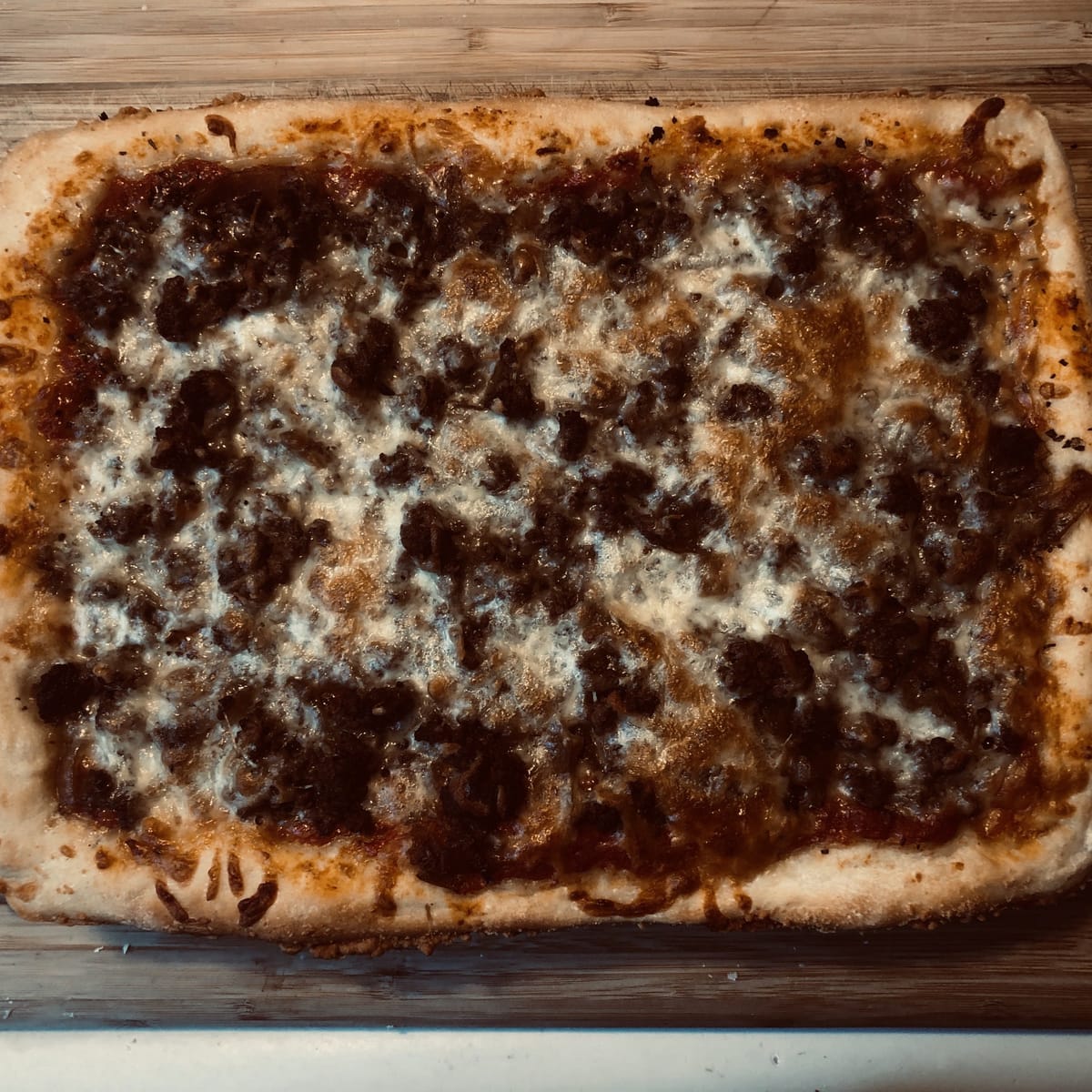 Homemade Ground Beef and Caramelized Onion Grandma Pie